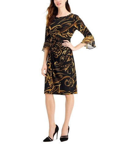 Printed Bell-Sleeve Dress Mustard $19.89 Dresses