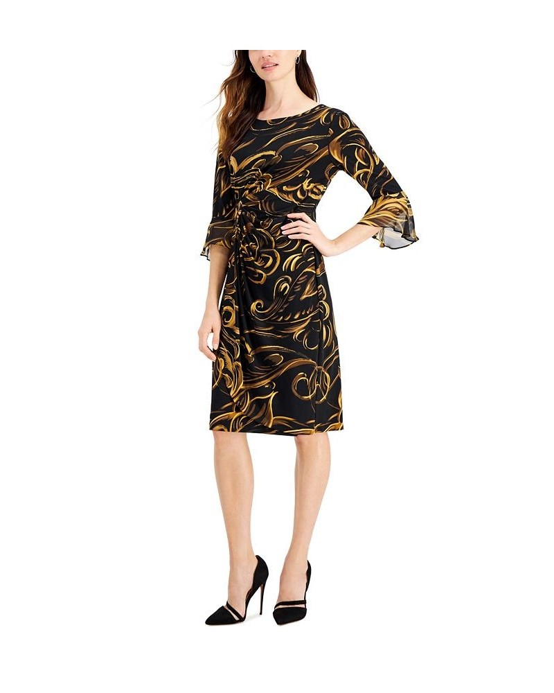 Printed Bell-Sleeve Dress Mustard $19.89 Dresses