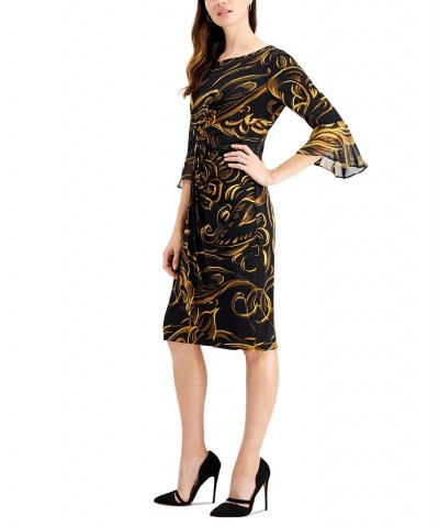 Printed Bell-Sleeve Dress Mustard $19.89 Dresses