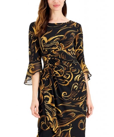 Printed Bell-Sleeve Dress Mustard $19.89 Dresses