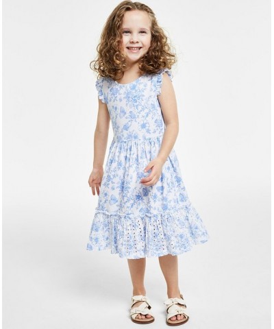 Little Girl's Tiered-Skirt Dress with Floral Print Bright White Combo $34.51 Dresses