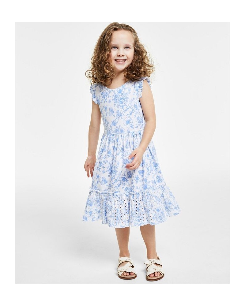 Little Girl's Tiered-Skirt Dress with Floral Print Bright White Combo $34.51 Dresses