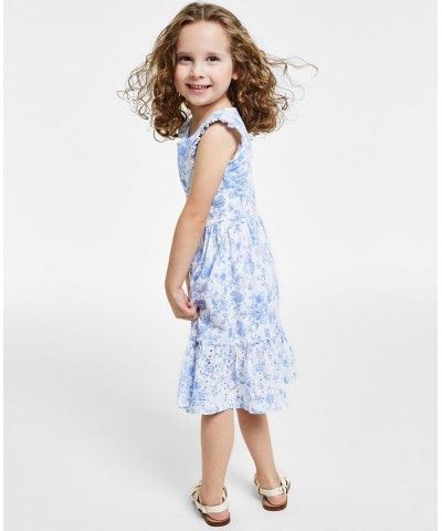 Little Girl's Tiered-Skirt Dress with Floral Print Bright White Combo $34.51 Dresses