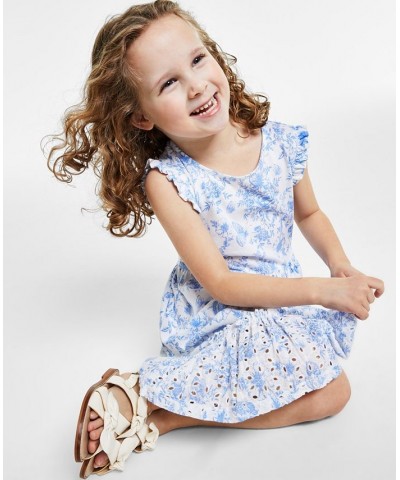 Little Girl's Tiered-Skirt Dress with Floral Print Bright White Combo $34.51 Dresses