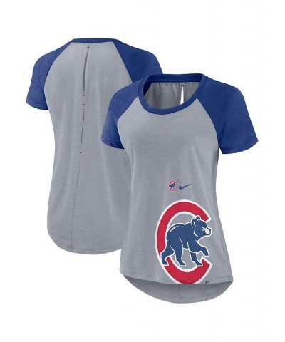 Women's Heather Gray Chicago Cubs Summer Breeze Raglan Fashion T-shirt Heather Gray $26.99 Tops