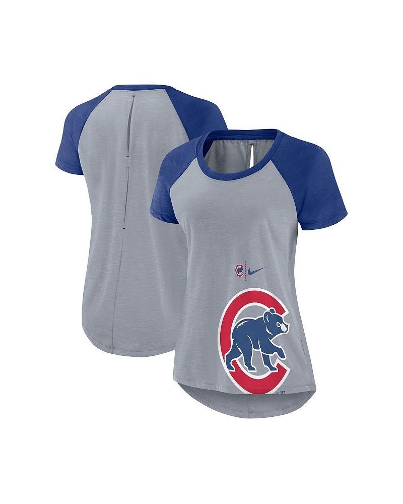 Women's Heather Gray Chicago Cubs Summer Breeze Raglan Fashion T-shirt Heather Gray $26.99 Tops