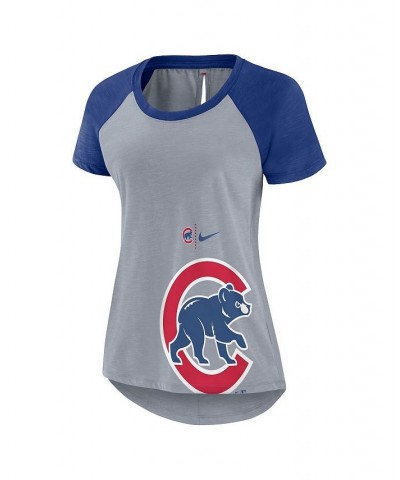 Women's Heather Gray Chicago Cubs Summer Breeze Raglan Fashion T-shirt Heather Gray $26.99 Tops