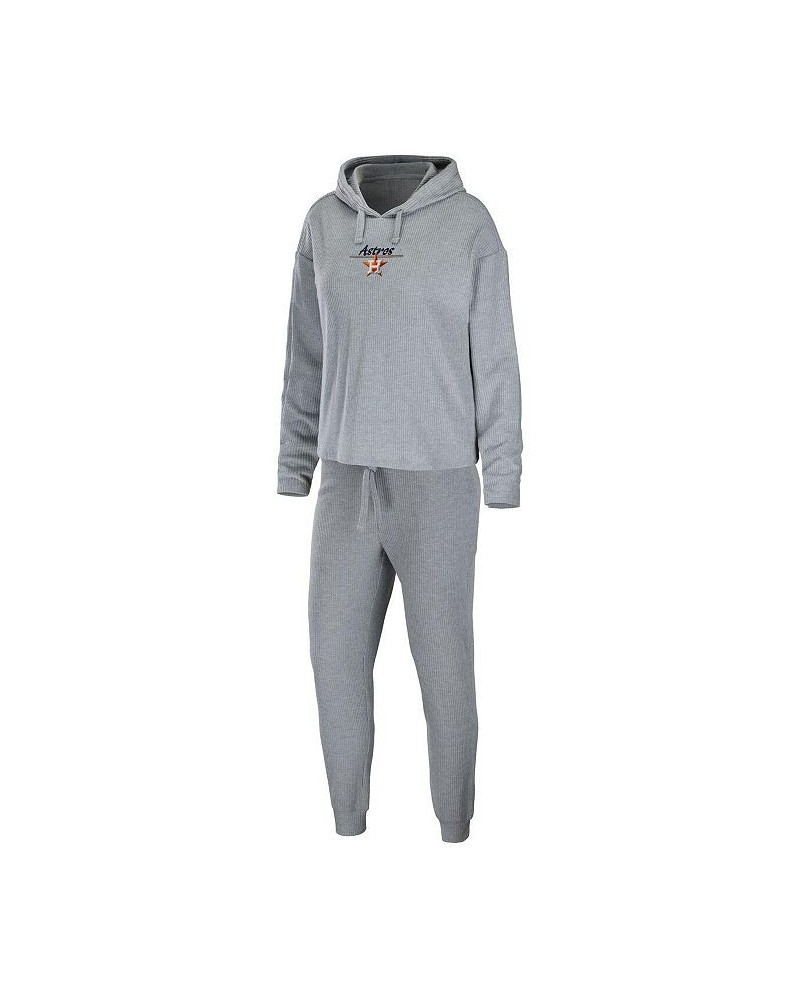 Women's Heather Gray Houston Astros Logo Pullover Hoodie and Pants Sleep Set Heather Gray $39.60 Pajama