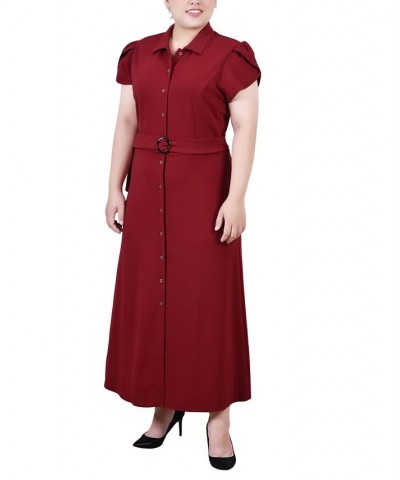 Plus Size Midi Petal Sleeve Dress Red $19.72 Dresses