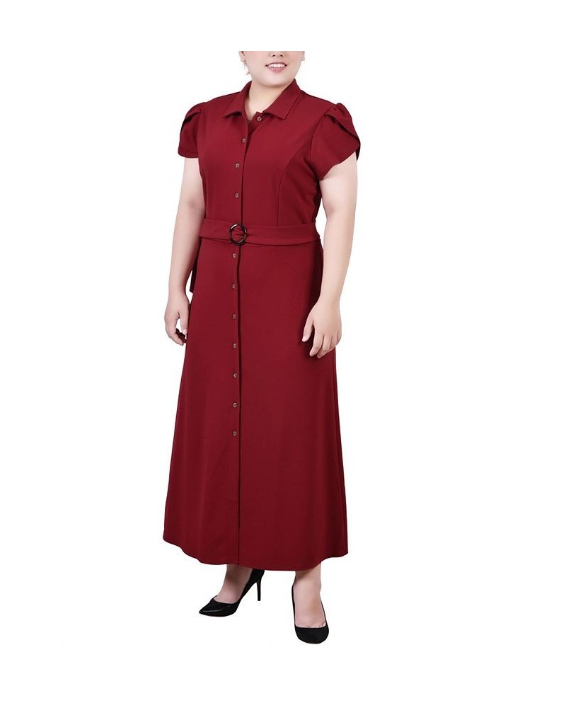 Plus Size Midi Petal Sleeve Dress Red $19.72 Dresses