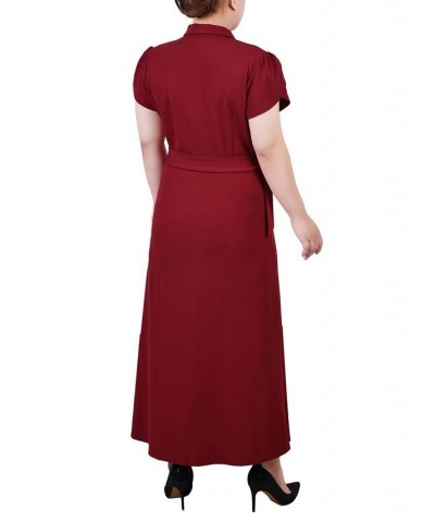 Plus Size Midi Petal Sleeve Dress Red $19.72 Dresses