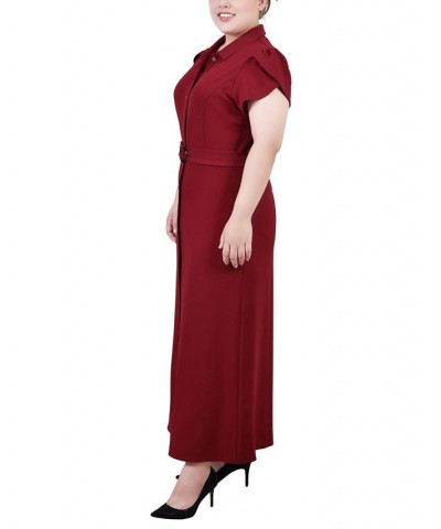 Plus Size Midi Petal Sleeve Dress Red $19.72 Dresses