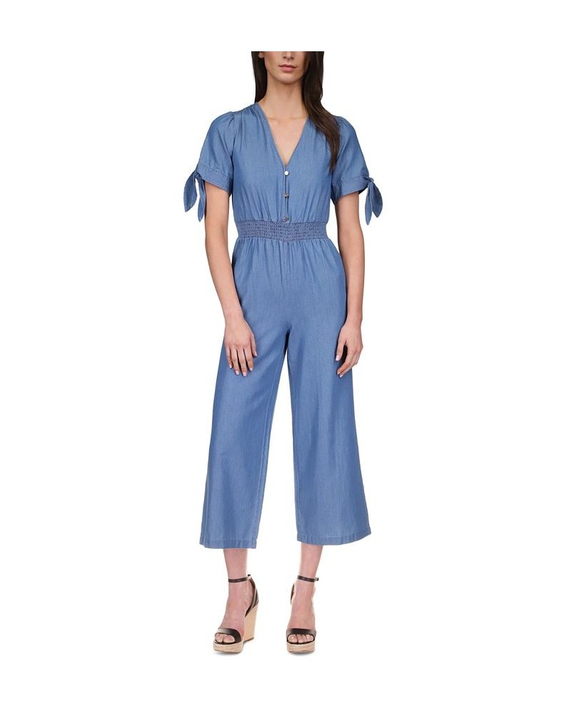 Women's V-Neck Tie-Sleeve Jumpsuit Light Cadet Wash $39.97 Pants