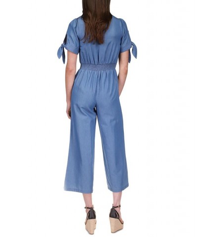 Women's V-Neck Tie-Sleeve Jumpsuit Light Cadet Wash $39.97 Pants