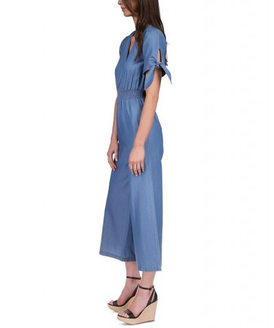 Women's V-Neck Tie-Sleeve Jumpsuit Light Cadet Wash $39.97 Pants