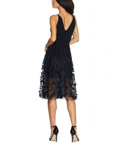 Darleen Deep-V Floral-Appliqué Dress Black $129.60 Dresses