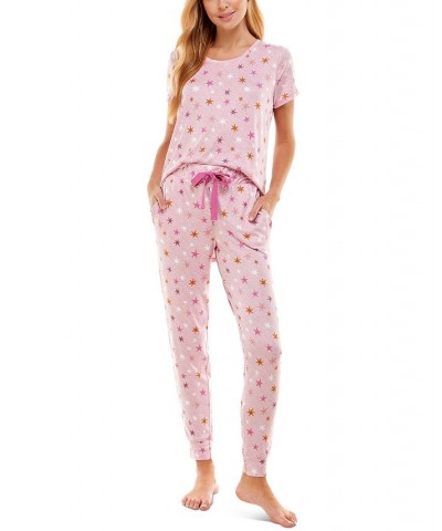 Scoop Neck T-Shirt & Jogger Pants Pajama Set Sky Dance Stars Cameo Pink $12.00 Sleepwear