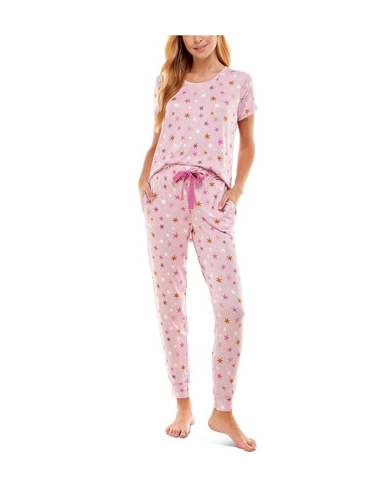 Scoop Neck T-Shirt & Jogger Pants Pajama Set Sky Dance Stars Cameo Pink $12.00 Sleepwear