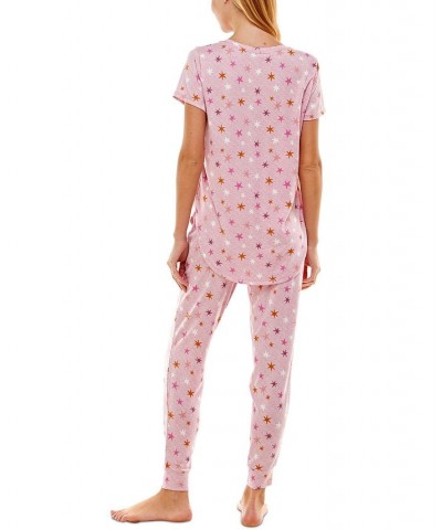 Scoop Neck T-Shirt & Jogger Pants Pajama Set Sky Dance Stars Cameo Pink $12.00 Sleepwear