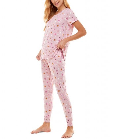 Scoop Neck T-Shirt & Jogger Pants Pajama Set Sky Dance Stars Cameo Pink $12.00 Sleepwear