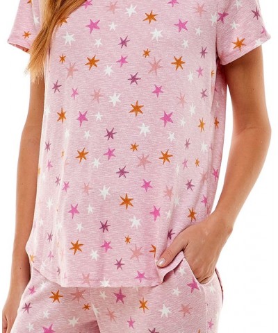 Scoop Neck T-Shirt & Jogger Pants Pajama Set Sky Dance Stars Cameo Pink $12.00 Sleepwear