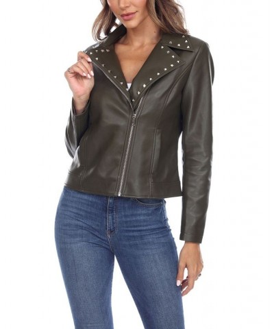 Women's Faux Leather Jacket Green $26.40 Jackets