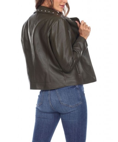 Women's Faux Leather Jacket Green $26.40 Jackets