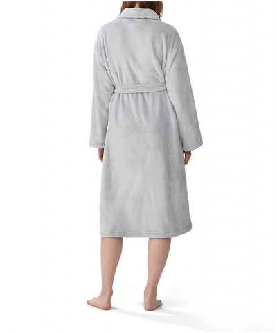 Women's Shawl Collar Belted Robe Gray $32.00 Sleepwear