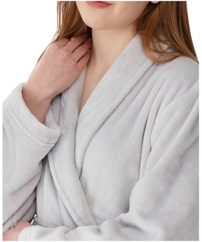 Women's Shawl Collar Belted Robe Gray $32.00 Sleepwear