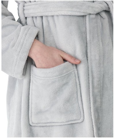 Women's Shawl Collar Belted Robe Gray $32.00 Sleepwear