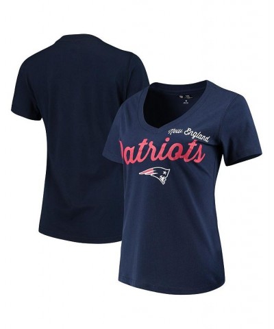 Women's Navy New England Patriots Post Season V-Neck T-shirt Blue $14.00 Tops