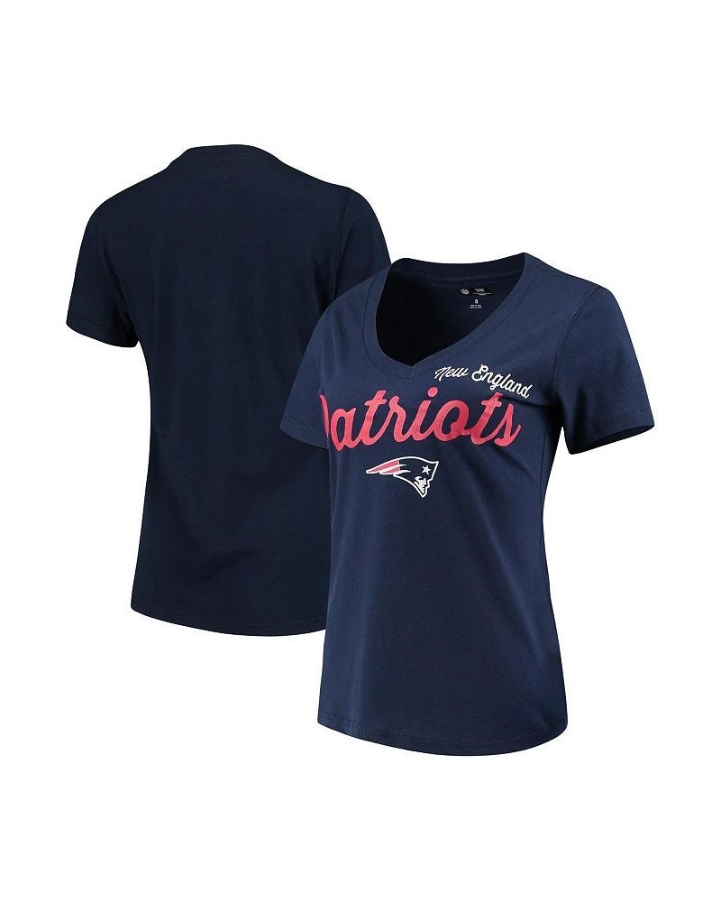 Women's Navy New England Patriots Post Season V-Neck T-shirt Blue $14.00 Tops