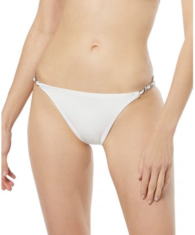 Women's Chain-Trim String Bikini Bottoms White $45.36 Swimsuits