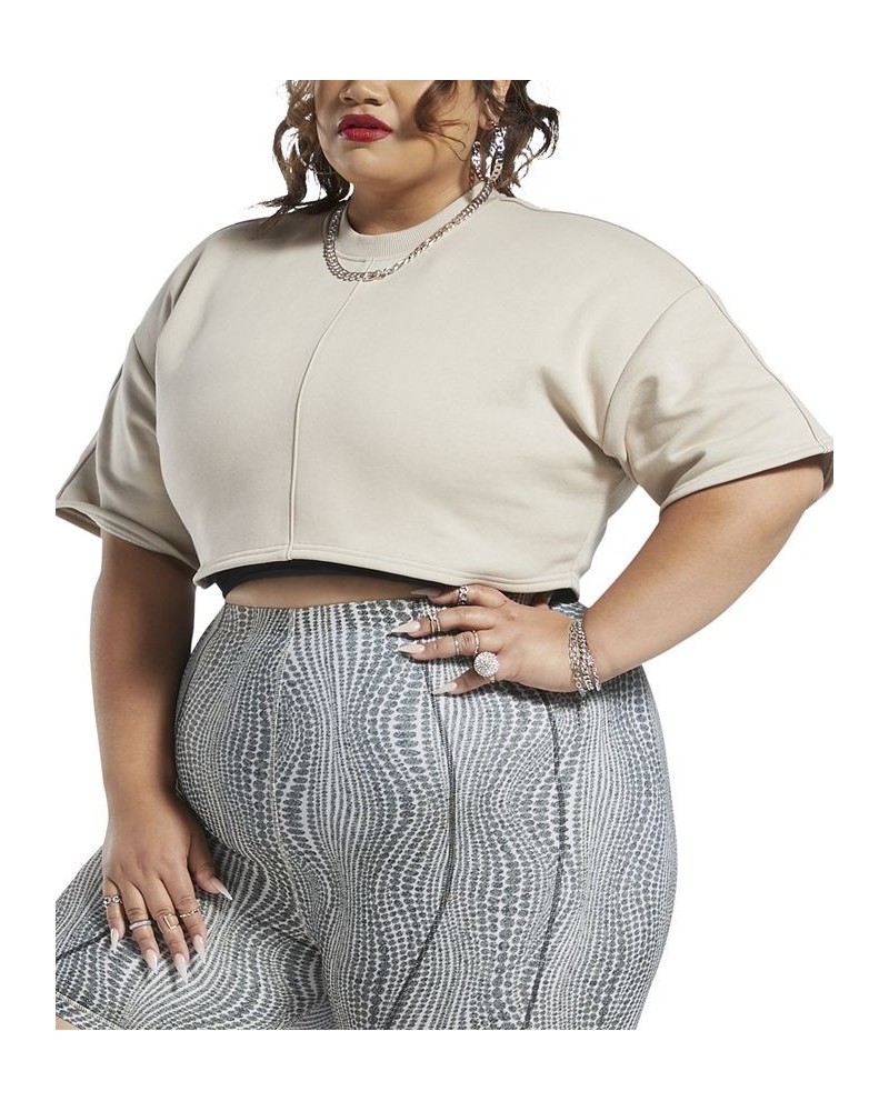 x Cardi B Plus Size Cropped T-Sweatshirt Tan/Beige $11.00 Tops