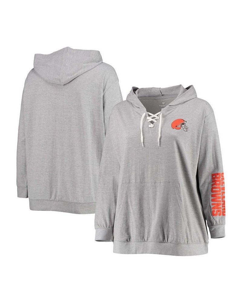 Women's Plus Size Heathered Gray Cleveland Browns Lace-Up Pullover Hoodie Heathered Gray $30.55 Sweatshirts