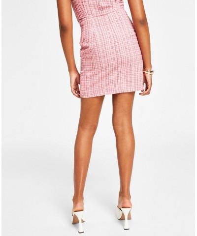Women's Emma Tweed Mini Skirt Pink $51.48 Skirts