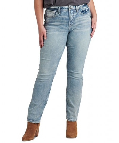 Plus Size Curvy High Rise Slim Straight Jeans Indigo $23.15 Jeans