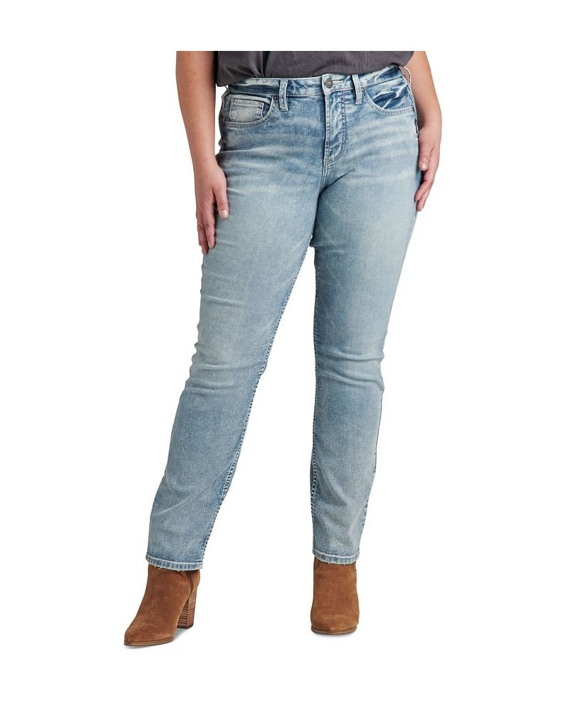 Plus Size Curvy High Rise Slim Straight Jeans Indigo $23.15 Jeans