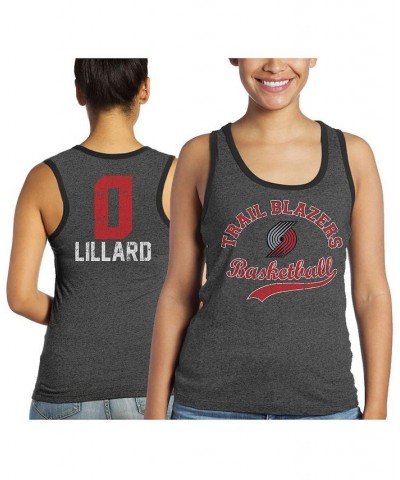 Women's Threads Damian Lillard Black Portland Trail Blazers Name and Number Tri-Blend Tank Top Black $26.31 Tops
