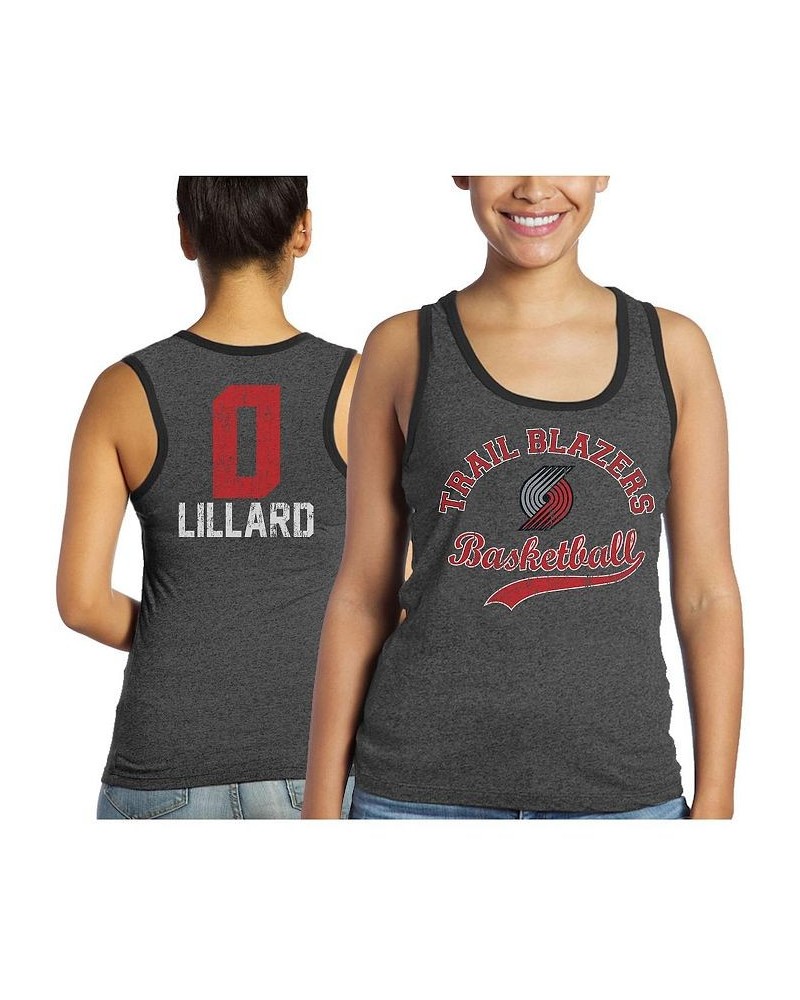 Women's Threads Damian Lillard Black Portland Trail Blazers Name and Number Tri-Blend Tank Top Black $26.31 Tops