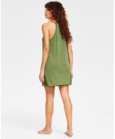 Juniors' Knotted Tank Cover-Up Dress Vineyard Green $22.42 Swimsuits