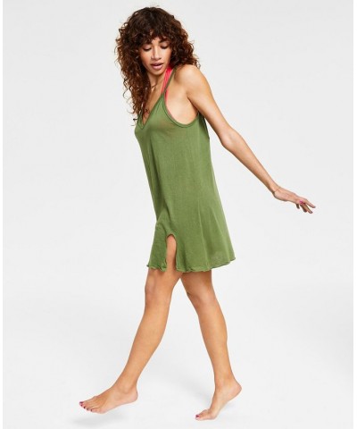 Juniors' Knotted Tank Cover-Up Dress Vineyard Green $22.42 Swimsuits