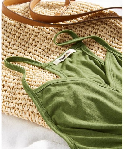 Juniors' Knotted Tank Cover-Up Dress Vineyard Green $22.42 Swimsuits