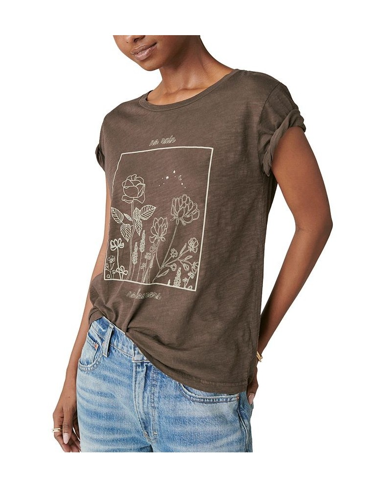 Women's No Rain No Flowers Crewneck Top Turkish Coffee $25.74 Tops