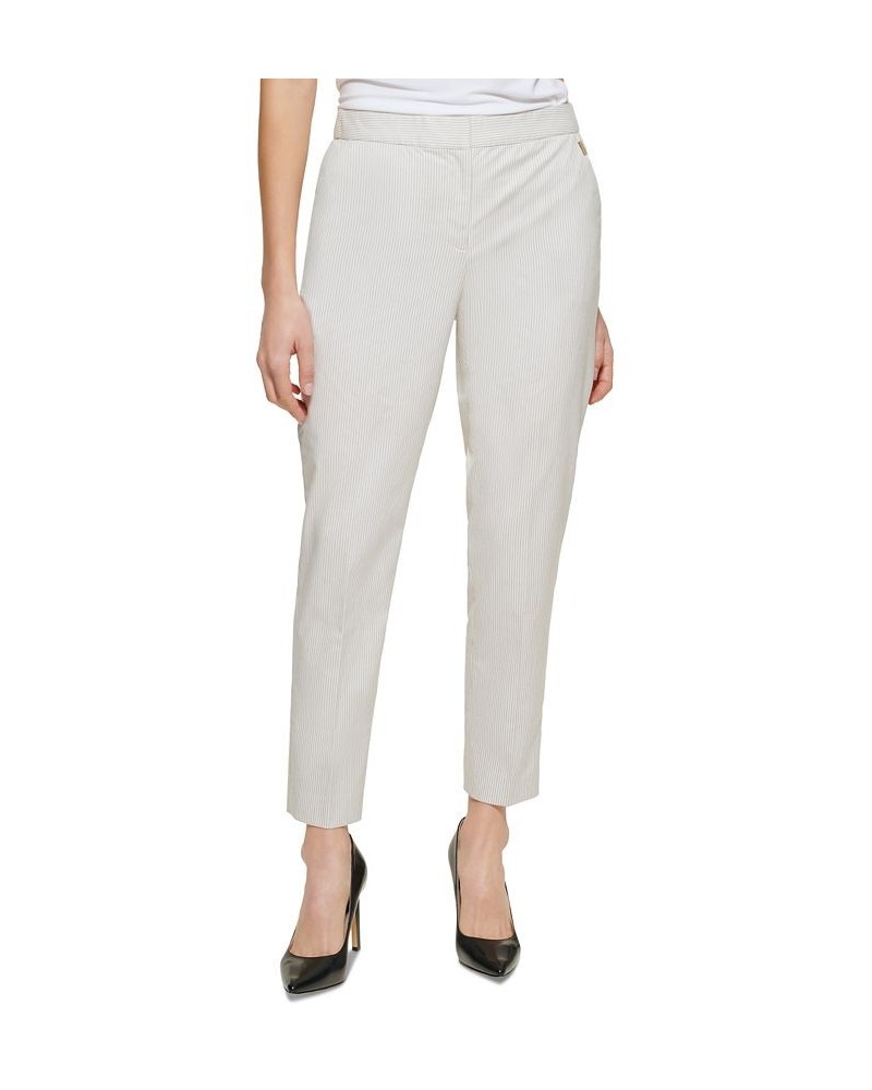 Women's Pinstriped Elastic-Back Pants Ivory Multi $35.97 Pants