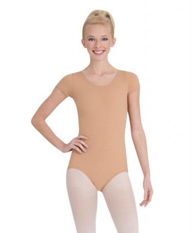 Short Sleeve Leotard Tan/Beige $20.70 Tops