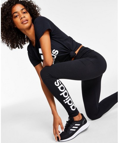 Women's Linear-Logo Full Length Leggings XS-4X Black $23.20 Pants