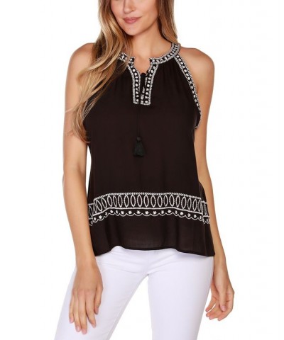 Women's Black Label Embroidered Tank Top Black $19.95 Tops