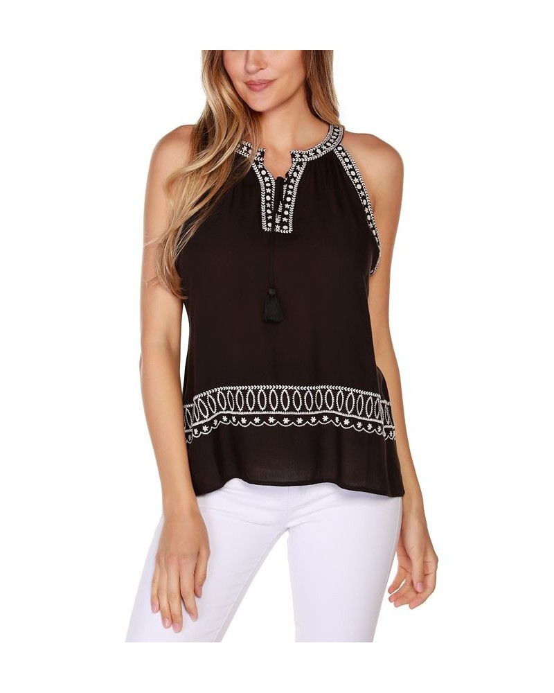 Women's Black Label Embroidered Tank Top Black $19.95 Tops