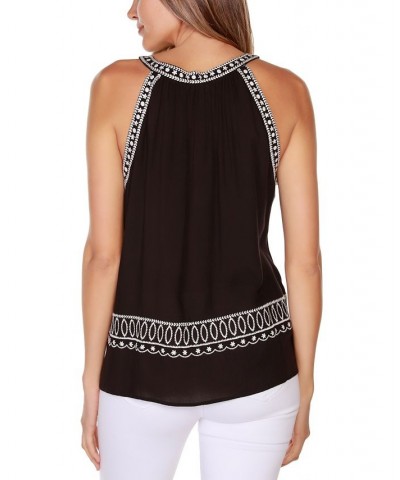 Women's Black Label Embroidered Tank Top Black $19.95 Tops